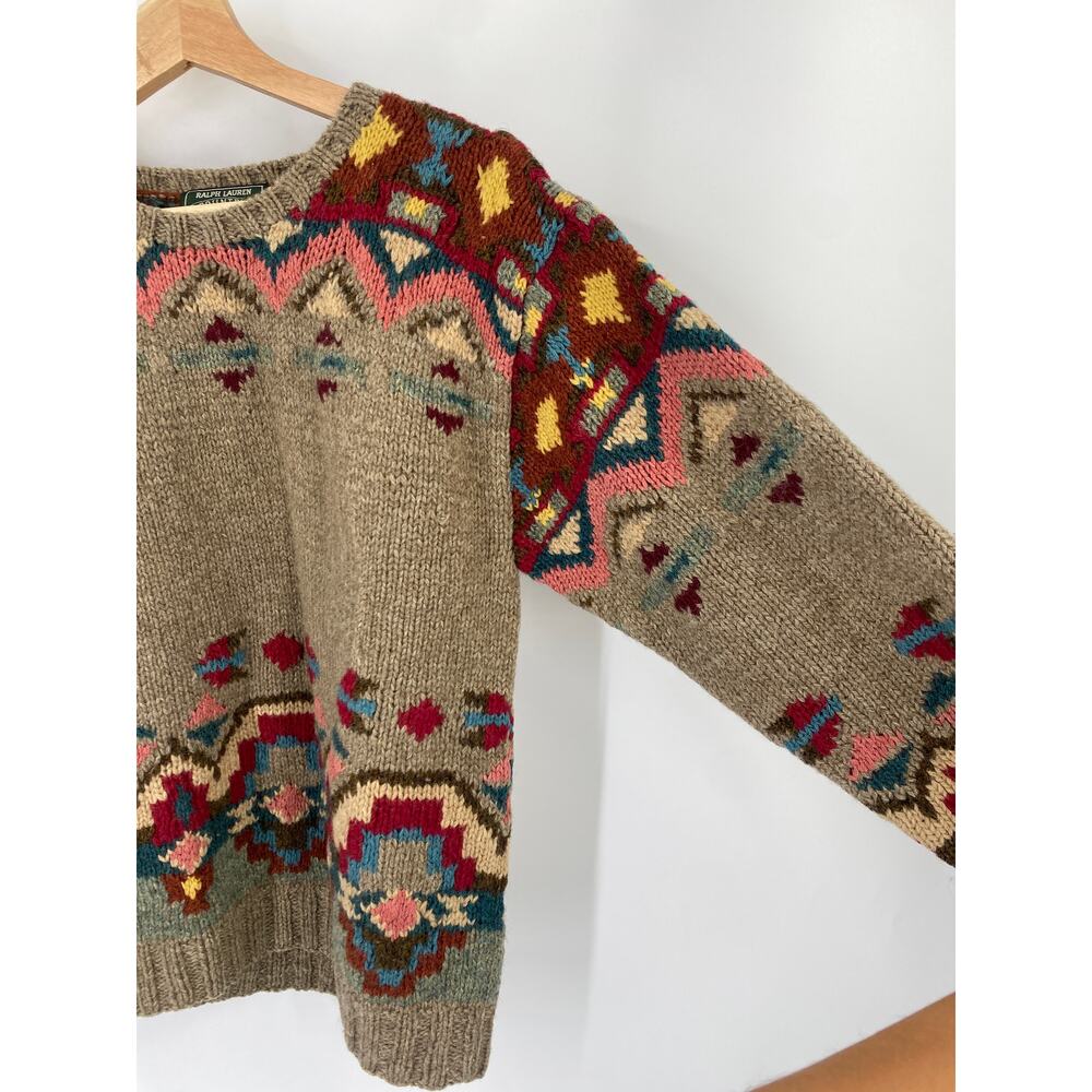 RARE Ralph Lauren Country 80s Vintage Horse Southwestern Pattern Wool Sweater - Picture 6 of 11